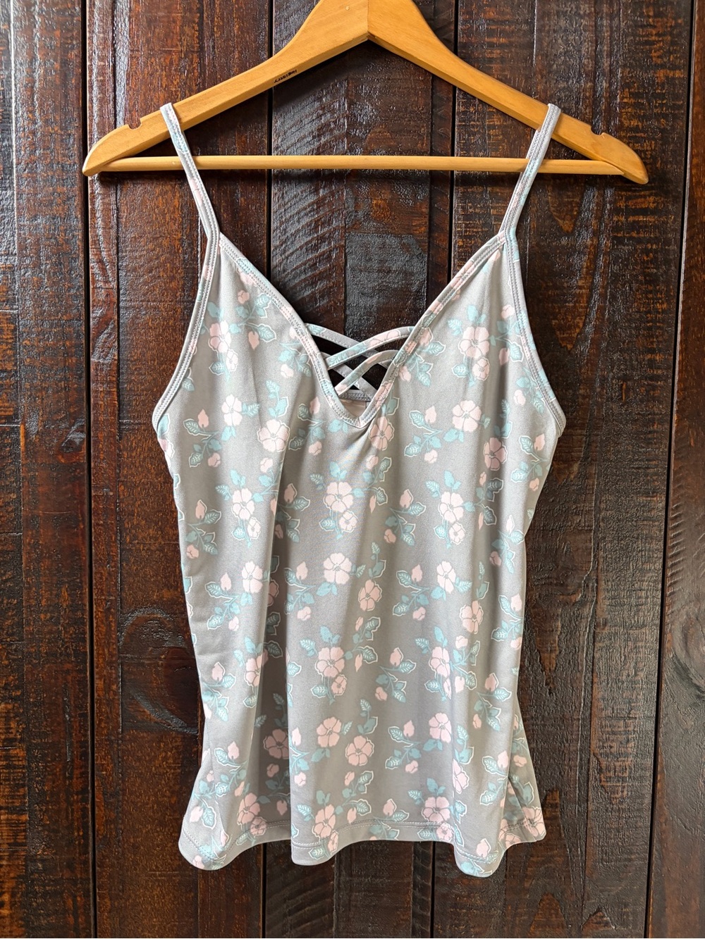 Nanette Lenore Gray Floral Crisscross Cami Tank Top - Small